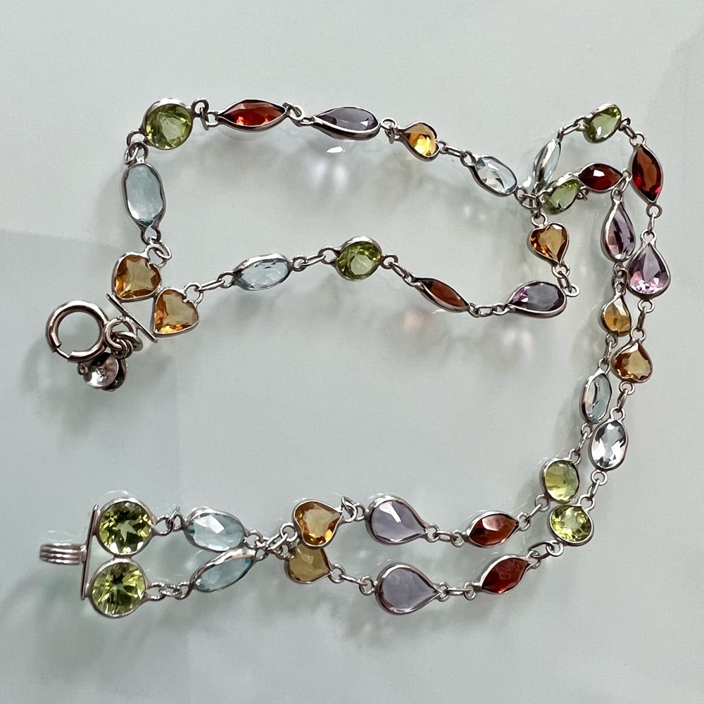 Nature Multicolor Sapphire 14k White Gold Bracelet